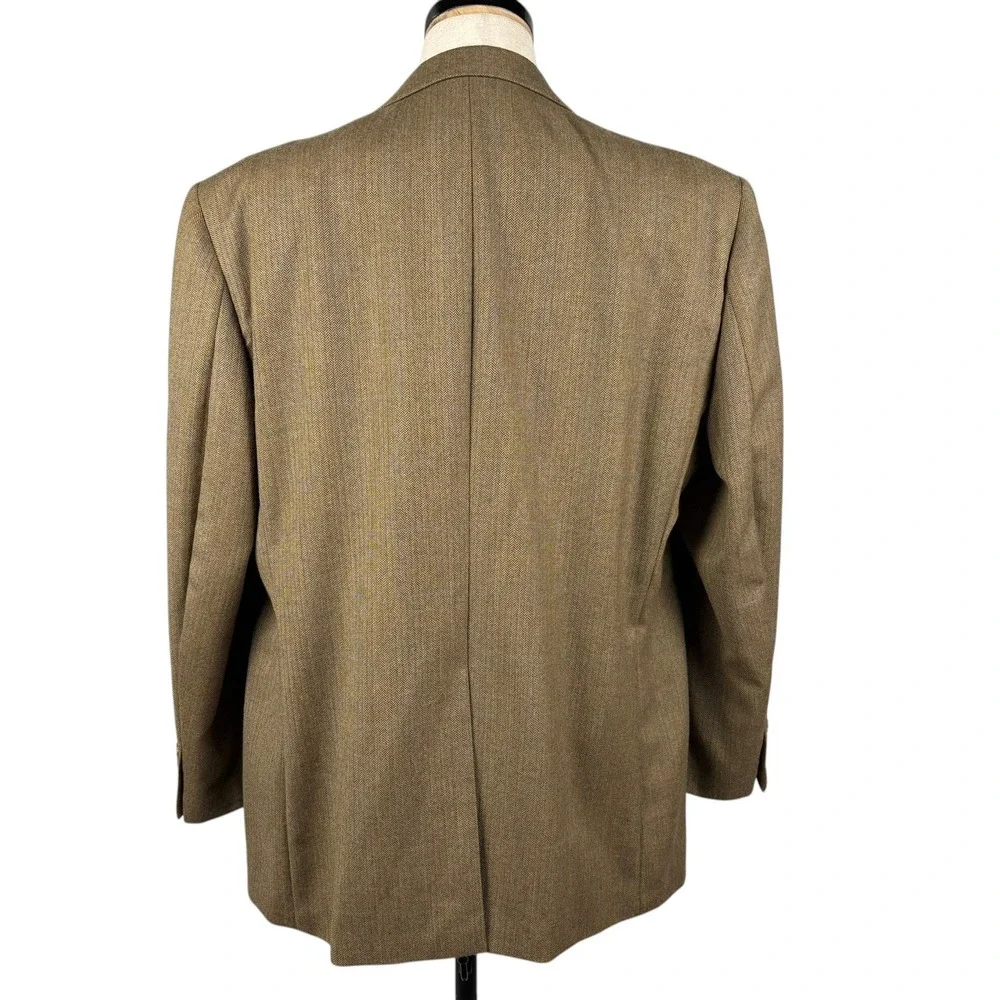 Lauren Ralph Lauren Wool Sport Coat Mens 46R Brown Herringbone 2 Button Blazer